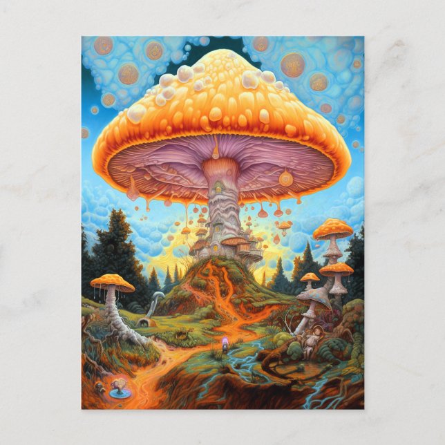 Mushroom Landscape Surreal Fantasy Art Postkarte (Vorderseite)