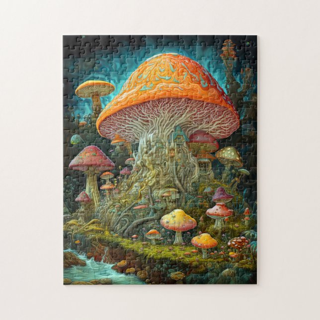 Mushroom Landscape Surreal Fantasy Art Puzzle (Vertikal)