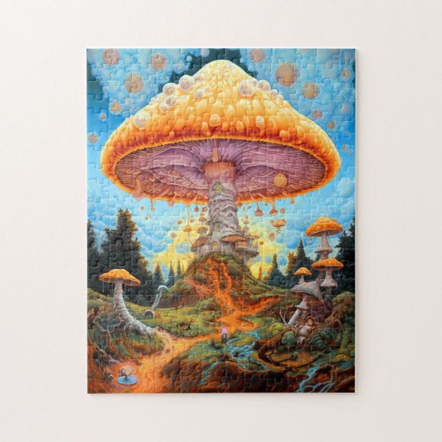 Mushroom Landscape Surreal Fantasy Art Puzzle (Vertikal)