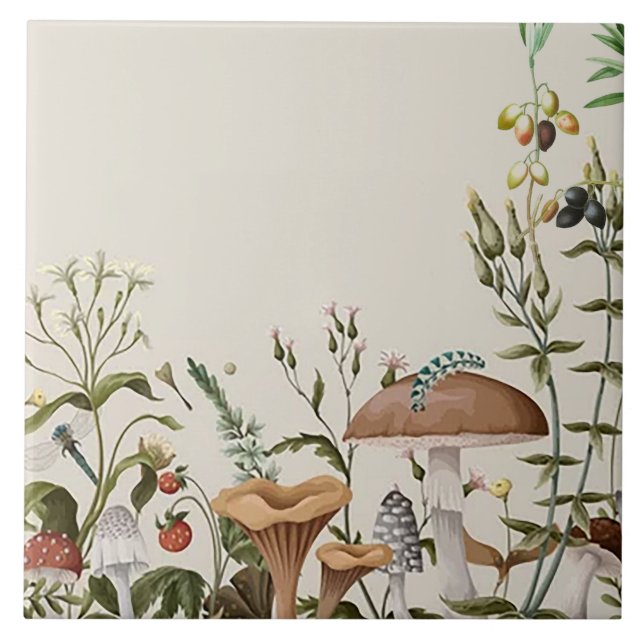 "Mushroom Liebe" Keramik Tile Fliese (Vorderseite)