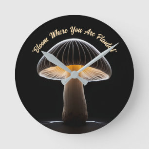 Mushroom Light Painting: Minimalistisches Schwarz Runde Wanduhr