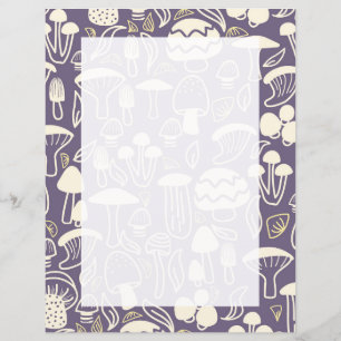 Mushroom Lila Gray Stationery Paper