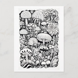 Mushroom-Linie zeichnend Klein Postkarte