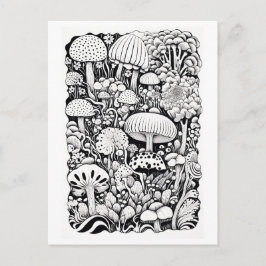 Mushroom-Linie zeichnend Postkarte