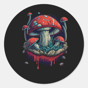 mushroom_madness_design runder aufkleber