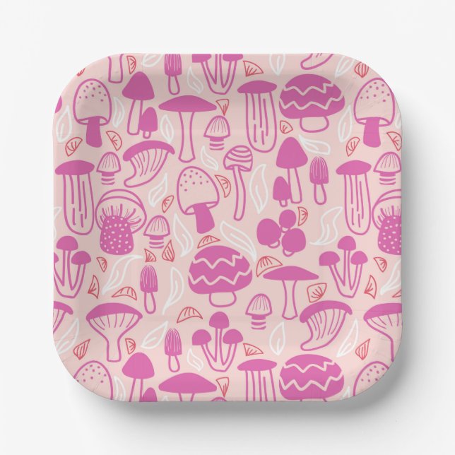Mushroom Magenta Pink Pappteller (Vorderseite)