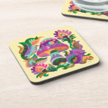 Mushroom Magic Rainbow Glass Untersetzer