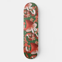 Mushroom Magic Red and Green Skateboard