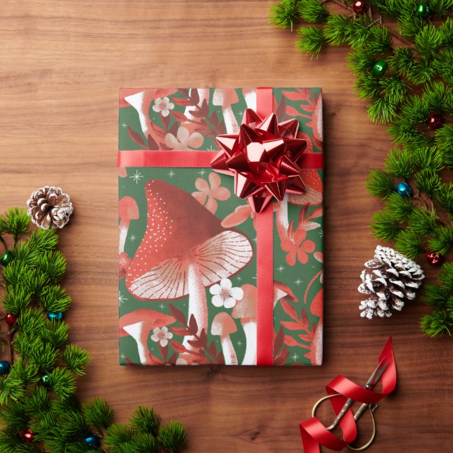 Mushroom Magic Red and Green Tissue Paper Geschenkpapier (Feiertagsgeschenk)