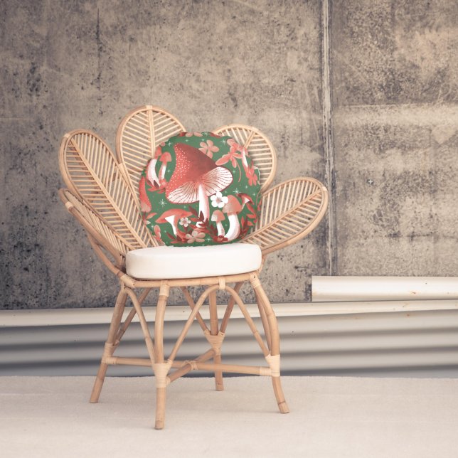 Mushroom Magic Rundes Kissen (Von Creator hochgeladen)