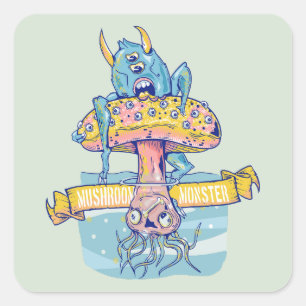 MUSHROOM MONSTER QUADRATISCHER AUFKLEBER