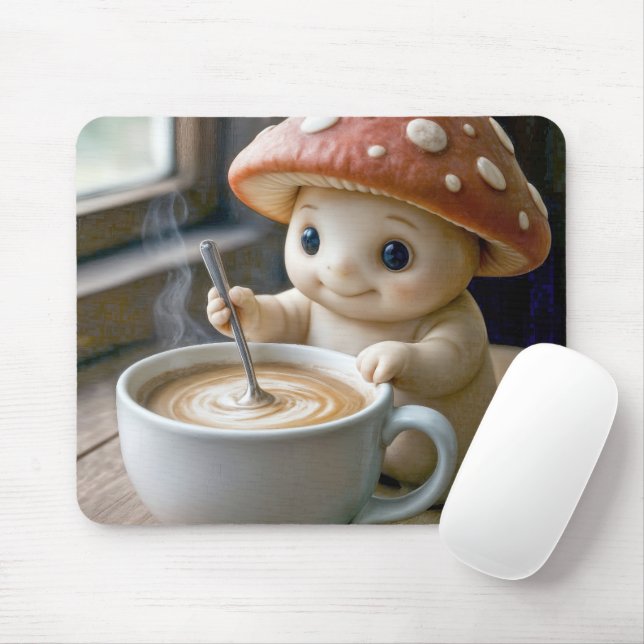 Mushroom Munchkin Stirring Morning-Kaffee Mousepad (Mit Mouse)