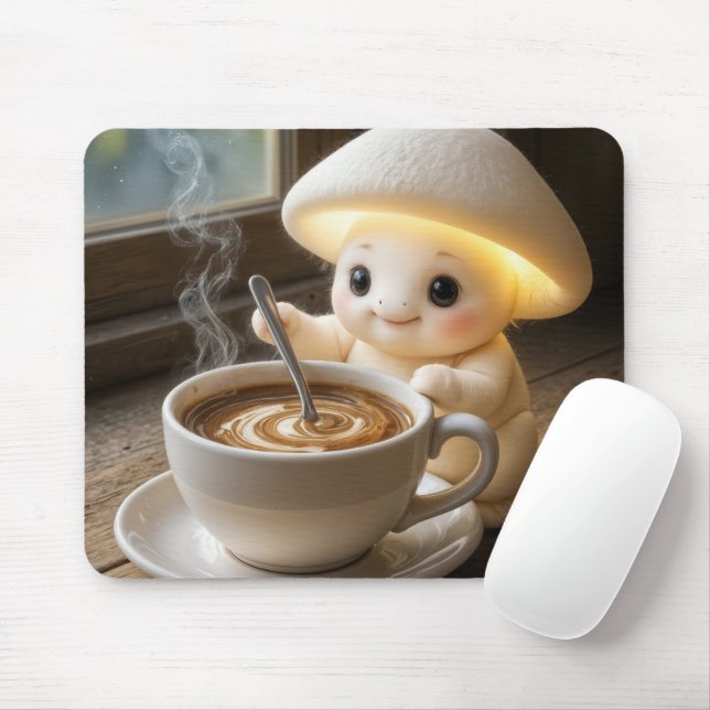 Mushroom Munchkin Stirring Morning-Kaffee Mousepad (Mit Mouse)