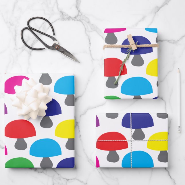 Mushroom-Muster Geschenkpapier Set (Vorderseite)