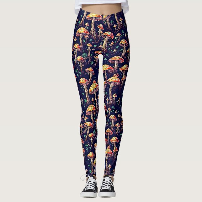 Mushroom-Muster Leggings (Vorderseite)