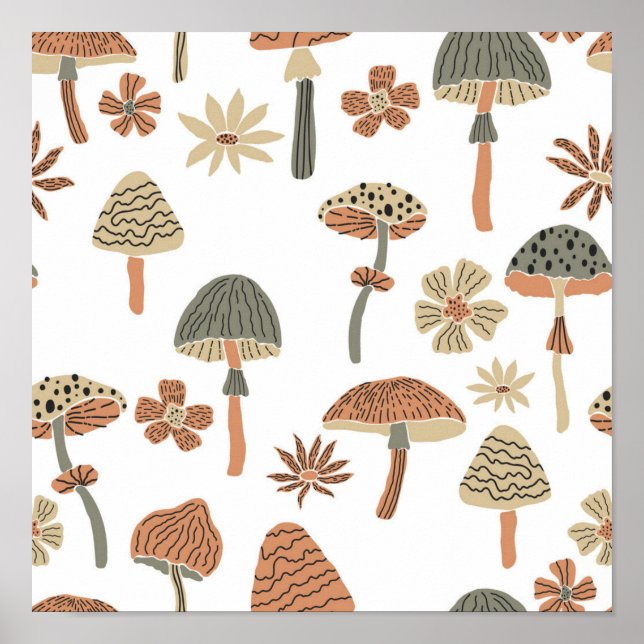 Mushroom-Muster Poster (Vorne)