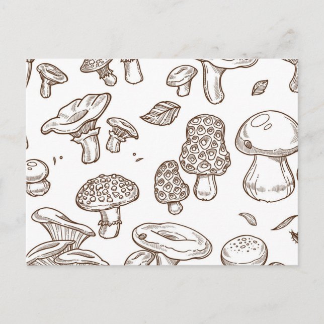 Mushroom-Muster Postkarte (Vorderseite)