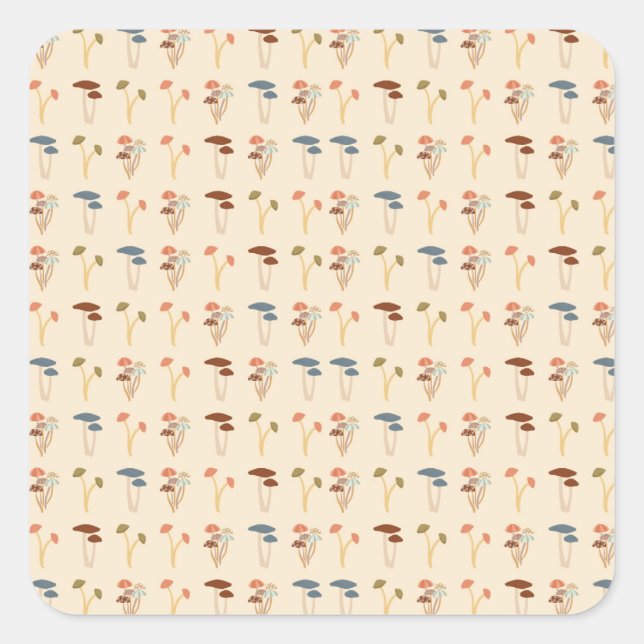 Mushroom-Muster Quadratischer Aufkleber (Vorderseite)