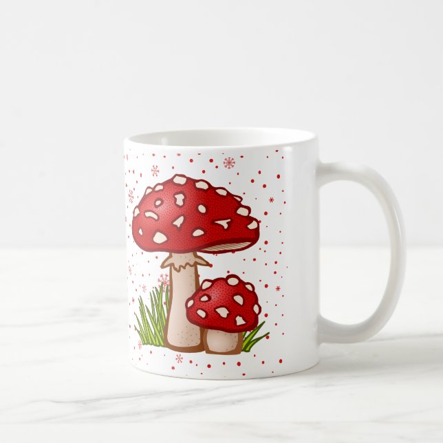 Mushroom-Muster - Red Toadstool Whimsical Design Kaffeetasse (Rechts)