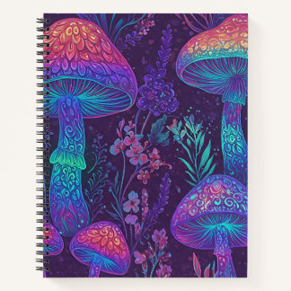 Mushroom Neon Forest Dreamscape Notizbuch