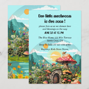Mushroom Paradise magische Babydusche Einladung