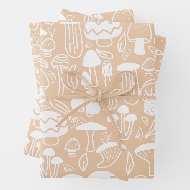 Mushroom Pastel Brown Geschenkpapier Set (Beispiel)
