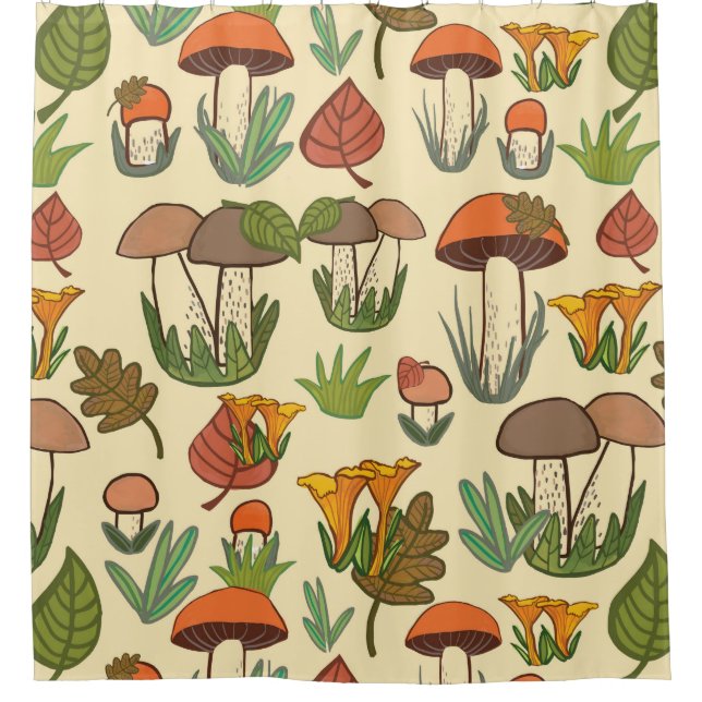 Mushroom pattern.  duschvorhang (Vorderseite)