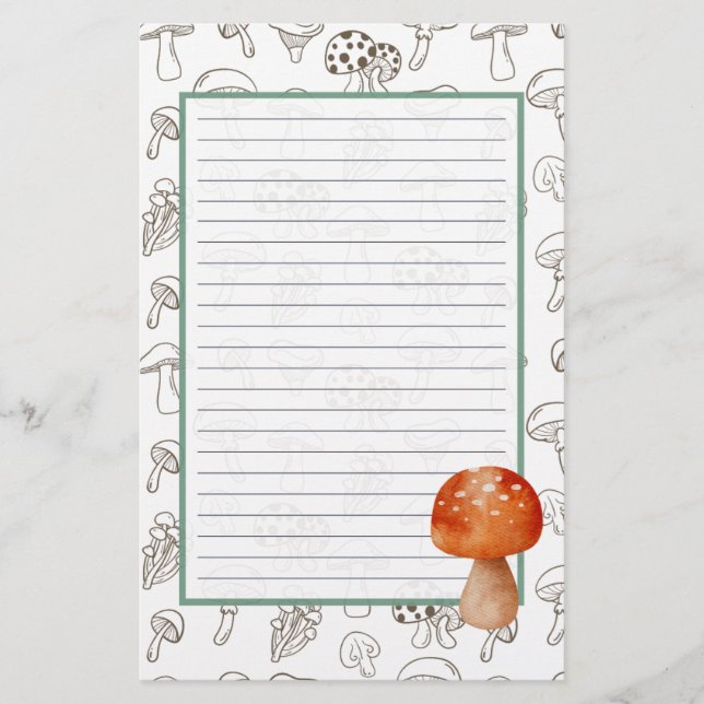 Mushroom Pattern Stationery Briefpapier (Vorderseite)