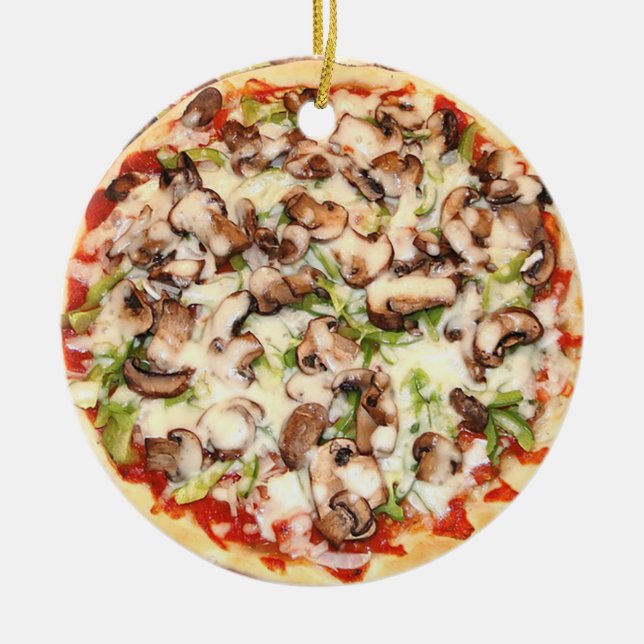 Mushroom Pizza Realistisches Essen Weihnachten Keramik Ornament (Vorne)