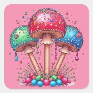 Mushroom-Pop Quadratischer Aufkleber