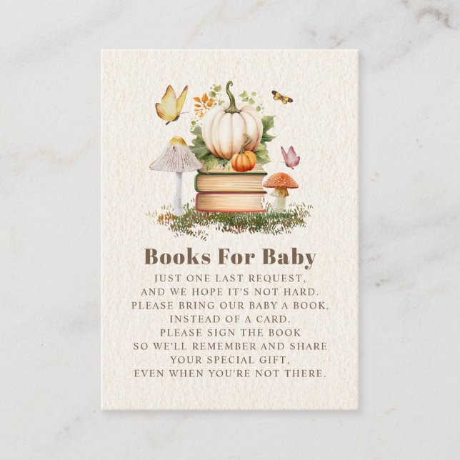 Mushroom Pumpkin Butterfly Books For Baby Shower Begleitkarte (Vorderseite)