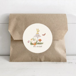 Mushroom Pumpkin Butterfly Woodland Babydusche Runder Aufkleber