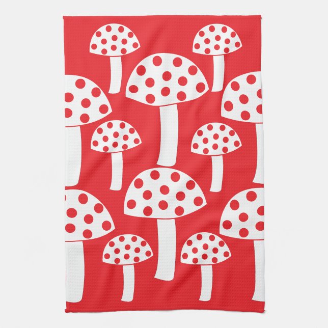 Mushroom Red White Mushroom Geschirrtuch (Vertikal)