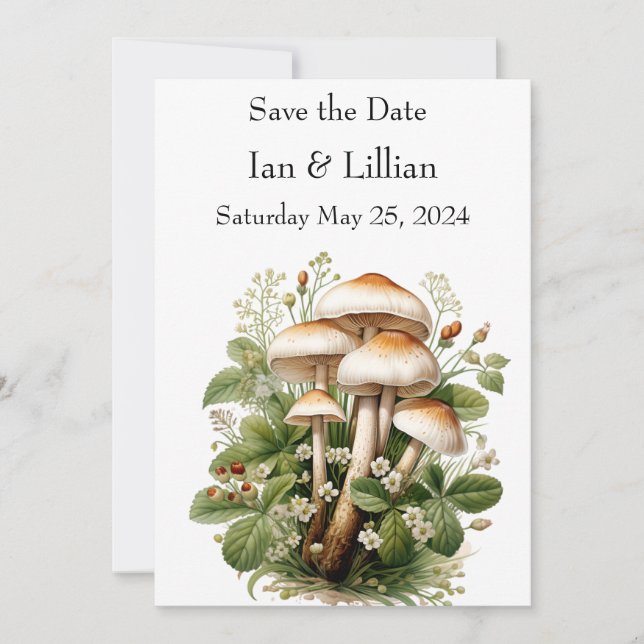 Mushroom Rustic Save the Date Card (Vorderseite)
