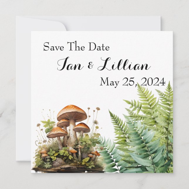 Mushroom Rustic Wedding Save the Date (Vorderseite)