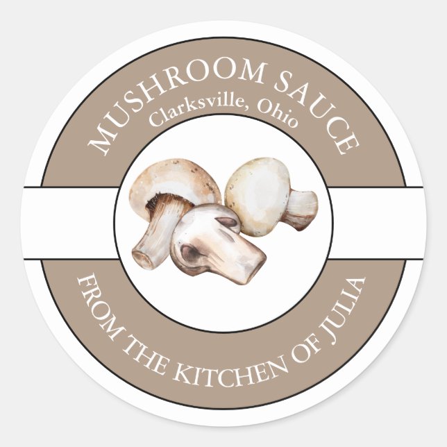 Mushroom Sauce Label Runder Aufkleber (Vorderseite)