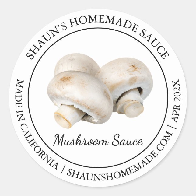 Mushroom Sauce Modern Label Runder Aufkleber (Vorderseite)