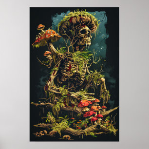 Mushroom Skeleton Poster
