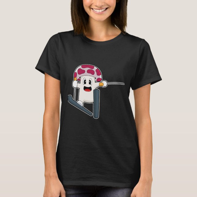 Mushroom Skier Ski Winter sports T-Shirt (Vorderseite)