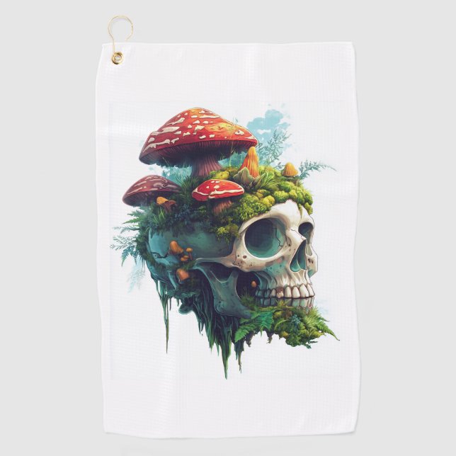 Mushroom Skull Grove Golfhandtuch (Vorderseite)