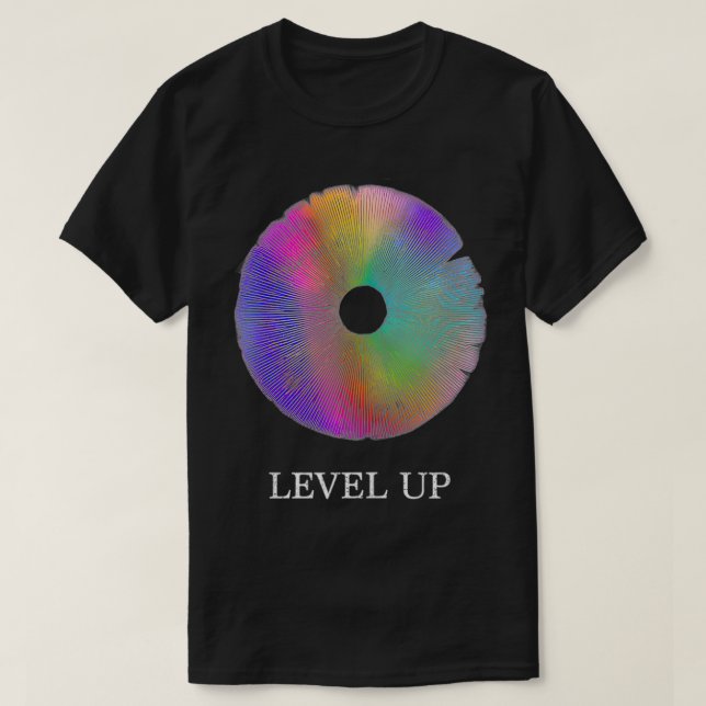 Mushroom Spore Print Level Up Psychedelic Mushroo T-Shirt (Design vorne)