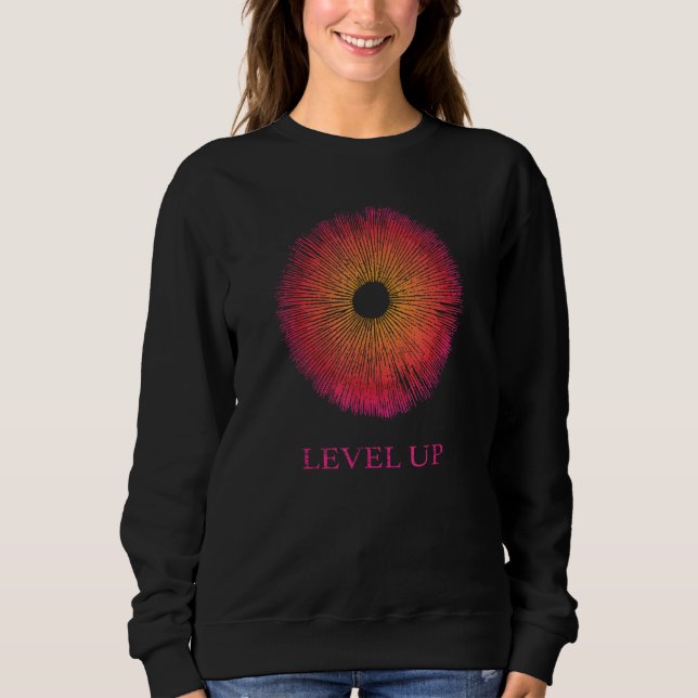 Mushroom Spore Print Level Up Psychedelic Mycology Sweatshirt (Vorderseite)