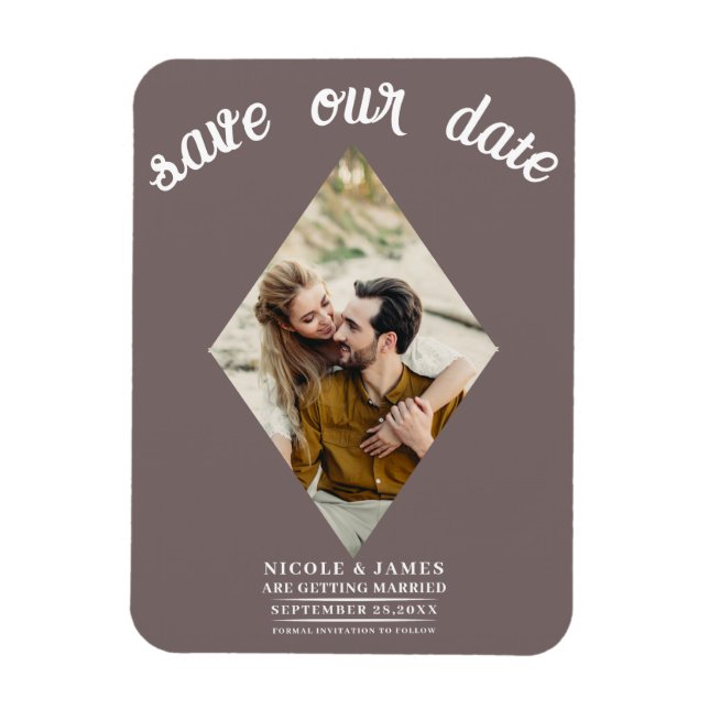 Mushroom Taupe Foto Wedding Save the Date Magnet (Vertikal)