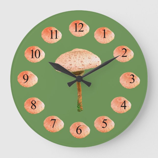 Mushroom Time Wall Clock Große Wanduhr (Vorderseite)