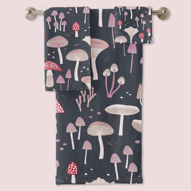 Mushroom Toadstool Fungi Badhandtuch Set (Mushroom toadstool and fungi towel set)