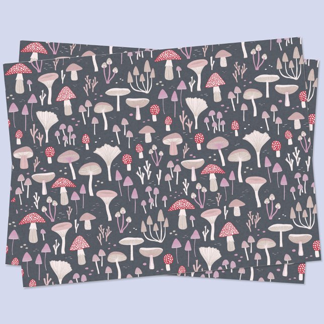 Mushroom Toadstool Fungi Seidenpapier (Mushroom, toadstool and fungi woodland pattern tissue paper)