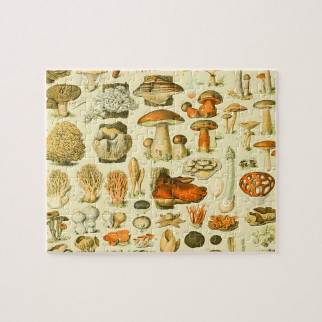 Mushroom Vintag Toadstol Botanische Kunst Puzzle (Horizontal)