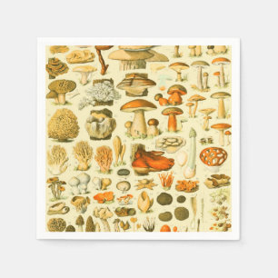 Mushroom Vintag Toadstool Antike Illustration Serviette