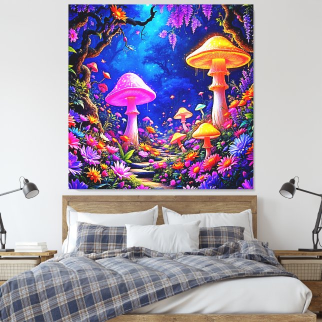 Mushroom-Wald Leinwanddruck (Insitu (Schlafzimmer))
