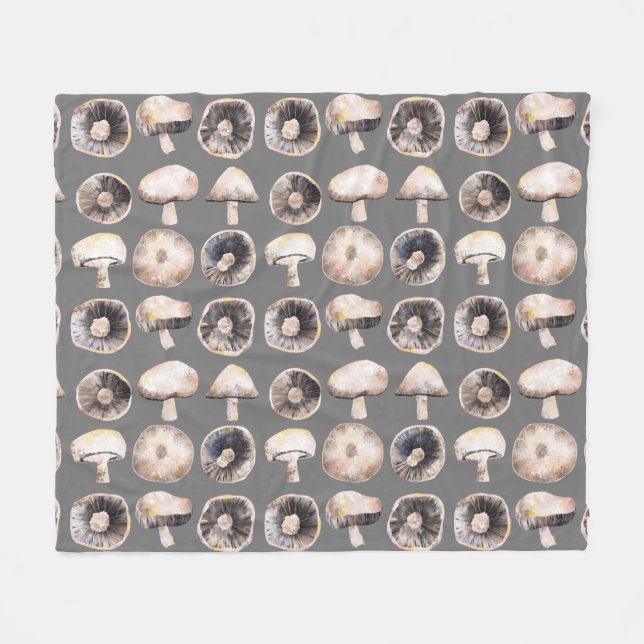 Mushroom Watercolor Fleecedecke (Vorderseite (Horizontal))
